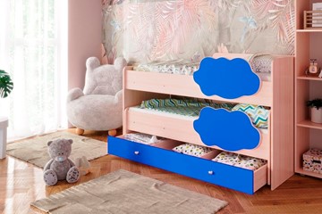 Детская двухэтажная кровать Соник 1.6 с ящиком, Синий в Черкесске
