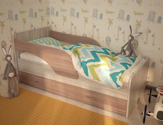 Детская кровать Максимка, корпус Шимо светлый, фасад Шимо темный в Черкесске - изображение