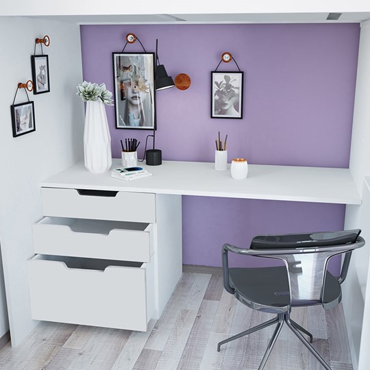 Кровать-чердак с письменным столом и шкафом POLINI Kids Simple Белый в Черкесске - изображение 5