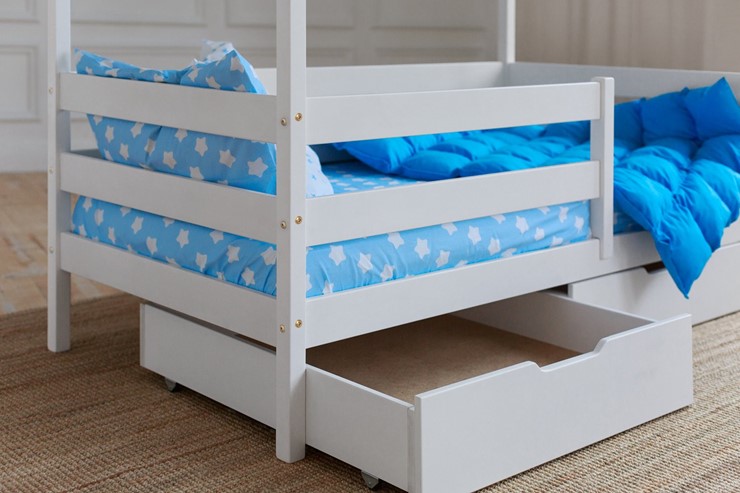 Кровать детская Домик с ящиками, цвет белый в Черкесске - изображение 3