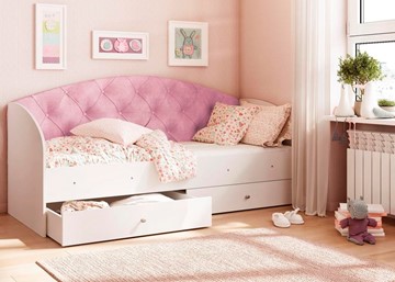 Детская кровать односпальная Эльза без бортика, Розовый (латы) в Черкесске
