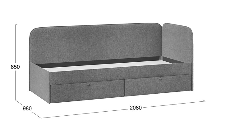 Кровать в детскую Молли тип 1 (90), Микровелюр Scandi Graphite 22 в Черкесске - изображение 3