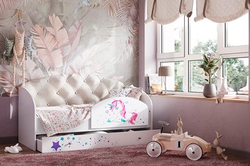 Односпальная детская кровать Звездочка с бортиком, Бежевый в Черкесске