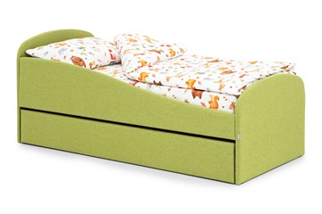 Мягкая кровать с ящиком Letmo авокадо (рогожка) в Черкесске