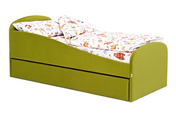 Мягкая кровать с ящиком Letmo оливковый (велюр) в Черкесске