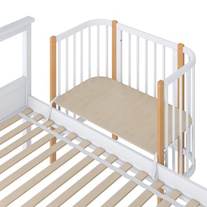 Кроватка детская приставная POLINI Kids Simple 105 Белый / Бук в Черкесске - предосмотр 3