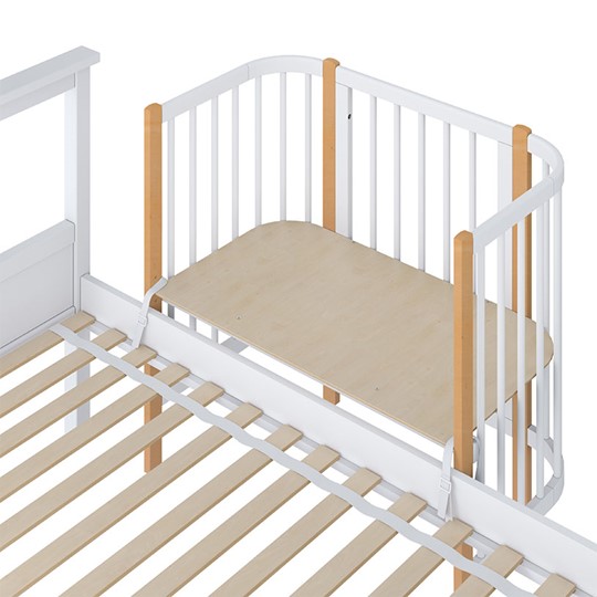 Кроватка детская приставная POLINI Kids Simple 105 Белый / Бук в Черкесске - изображение 3