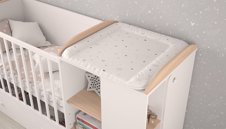 Кроватка-трансформер с комодом POLINI Kids Ameli 800 Белый / Дуб пастельный, серия AMELI в Черкесске - изображение 4