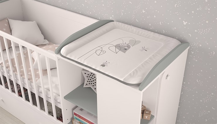 Детская кровать-трансформер с комодом POLINI Kids Ameli 800 Белый / Серый, серия AMELI в Черкесске - изображение 3