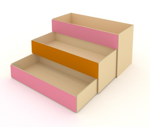 Детская кровать 3-х уровневая КД-3, Беж + Розовый + Оранжевый в Черкесске - изображение
