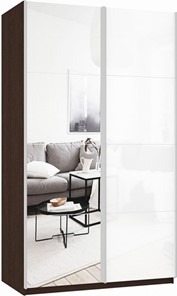 Шкаф Прайм (Зеркало/Белое стекло) 1600x570x2300, венге в Черкесске