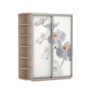 Шкаф двухдверный Экспресс 1900x600x2200, со стеллажом, Орхидея белая/дуб молочный в Черкесске