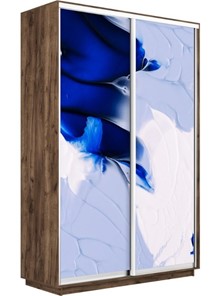 Шкаф Экспресс 1400x450x2400, Абстракция бело-голубая/дуб табачный в Черкесске