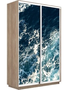 Шкаф 2-створчатый Экспресс 1400x600x2400, Морские волны/дуб сонома в Черкесске