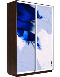 Шкаф 2-дверный Экспресс 1600x450x2200, Абстракция бело-голубая/венге в Черкесске