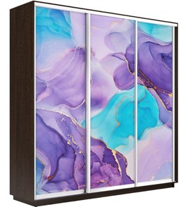 Шкаф 3-х дверный Экспресс 2400х600х2200, Абстракция фиолетовая/венге в Черкесске