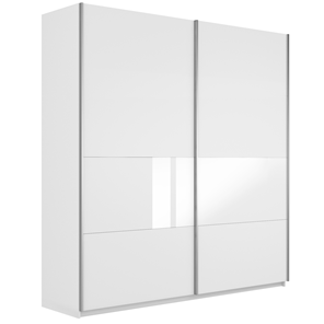Шкаф двухдверный Широкий Прайм (ДСП / Белое стекло) 2200x570x2300, Белый снег в Черкесске