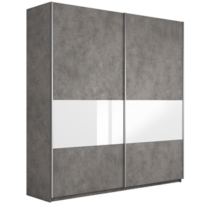 Шкаф 2-х створчатый Широкий Прайм (ДСП / Белое стекло) 2200x570x2300, Бетон в Черкесске