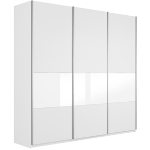 Шкаф 3-х створчатый Широкий Прайм (ДСП / Белое стекло) 2400x570x2300, Белый снег в Черкесске