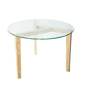 Круглый столик Оникс-7, Натуральный массив/Прозрачное стекло в Черкесске