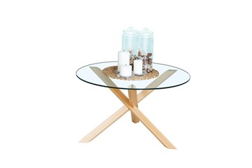 Круглый столик Оникс-3, Натуральный массив/Прозрачное стекло в Черкесске - предосмотр 1