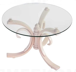 Круглый столик СЖ 5 беленый дуб/стекло в Черкесске