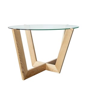 Овальный столик Оникс-6, Натуральный массив/Прозрачное стекло в Черкесске