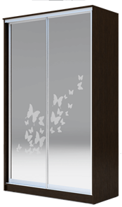 Шкаф 2400х1682х420 два зеркала, "Бабочки" ХИТ 24-4-17-66-05 Венге Аруба в Черкесске