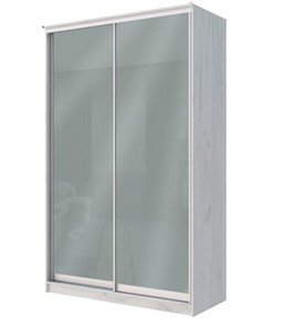 Шкаф двухстворчатый Хит-22-12-22 с цветным стеклом, средне-серый 074, Дуб крафт белый в Черкесске