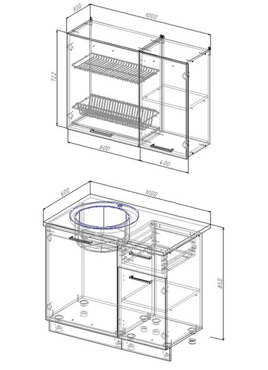 Модульный кухонный гарнитур Дубай-1000 в Черкесске - изображение 1