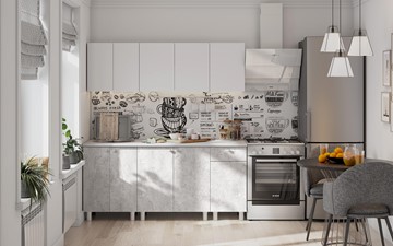 Готовый кухонный гарнитур КГ-1 1800, белый/белый/цемент светлый/антарес в Черкесске
