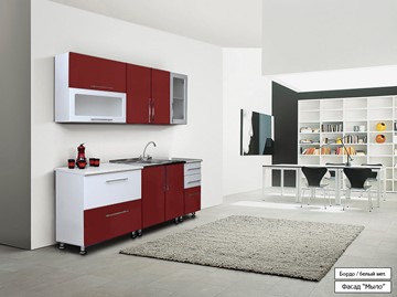 Модульная кухня Мыло 224 2000х718, цвет Бордо/Белый металлик в Черкесске - предосмотр