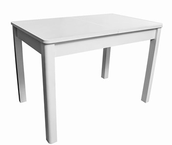 Кухонный стол раскладной Айсберг-07 СТ1, белое ЛДСП/стекло белое/прямые массив белый в Черкесске