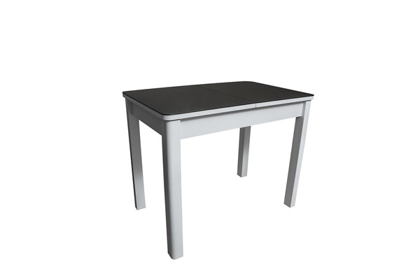 Кухонный стол раскладной Айсберг-2СТ белое/черное/прямые массив в Черкесске - изображение