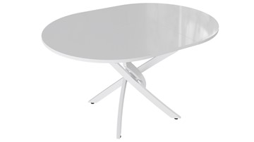 Обеденный раздвижной стол Diamond тип 3 (Белый муар/Белый глянец) в Черкесске - предосмотр 1