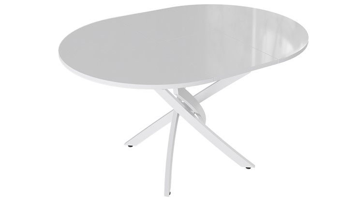 Обеденный раздвижной стол Diamond тип 3 (Белый муар/Белый глянец) в Черкесске - изображение 1
