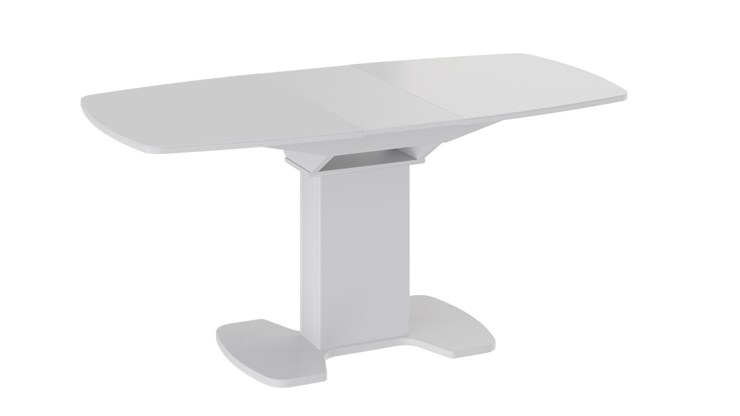 Кухонный раздвижной стол Портофино (СМ(ТД)-105.02.11(1)), цвет Белый глянец/Стекло белое в Черкесске - изображение 1
