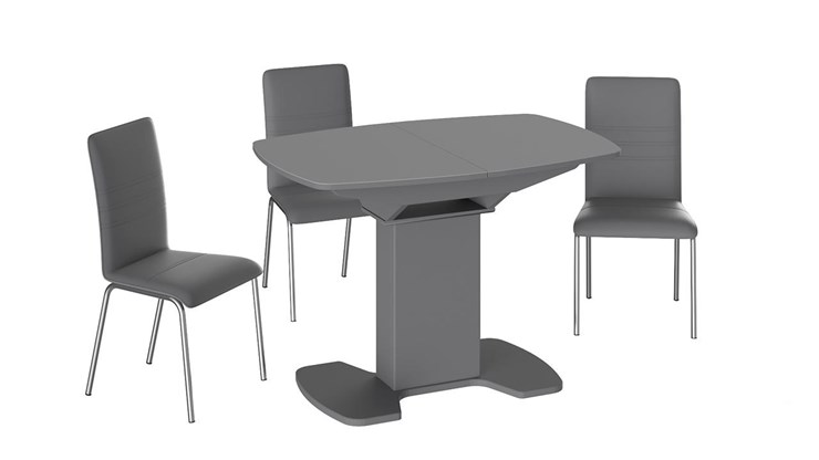 Раздвижной стол Портофино (СМ(ТД)-105.01.11(1)), цвет Серое/Стекло серое матовое LUX в Черкесске - изображение 2