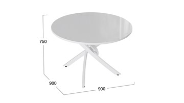 Стол на кухню Diamond тип 2 (Белый муар/Белый глянец) в Черкесске - предосмотр 1