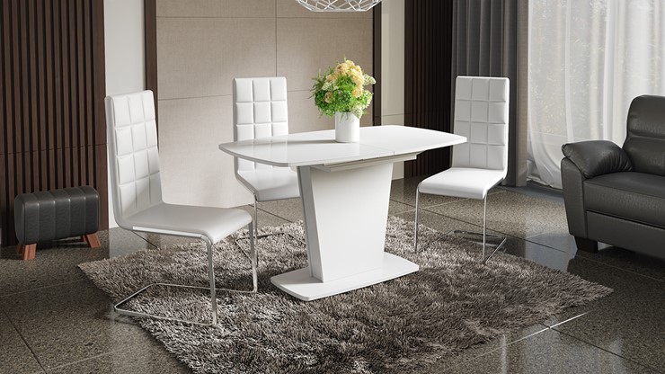 Обеденный раздвижной стол Честер тип 2, цвет Белый/Стекло белый глянец в Черкесске - изображение 2