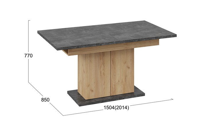 Кухонный стол раскладной Детройт тип 1 (Дуб Крафт золотой/Ателье) в Черкесске - изображение 4