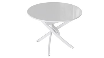 Обеденный раздвижной стол Diamond тип 3 (Белый муар/Белый глянец) в Черкесске - предосмотр