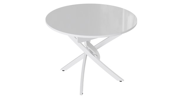 Обеденный раздвижной стол Diamond тип 3 (Белый муар/Белый глянец) в Черкесске - изображение