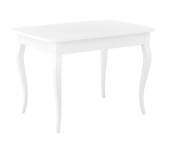 Кухонный раскладной стол Dikline M110 Белый/стекло белое сатин/ножки MC белые в Черкесске