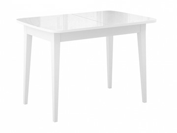 Кухонный раскладной стол Dikline M110 Белый/стекло белое глянец/ножки MM белые в Черкесске
