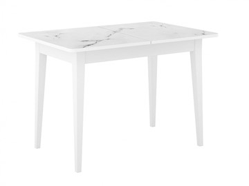 Раздвижной стол Dikline M110 Белый/стекло белый мрамор сатин/ножки MM белые в Черкесске