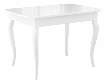 Кухонный стол раздвижной Dikline M120 Белый/стекло белое глянец/ножки MC белые в Черкесске