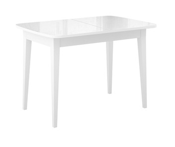 Кухонный раскладной стол Dikline M120 Белый/стекло белое глянец/ножки MM белые в Черкесске