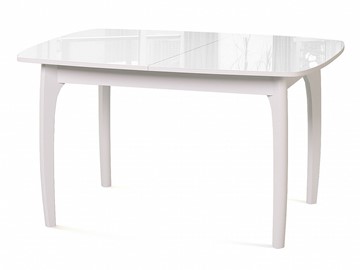 Кухонный стол раскладной Dikline M20 стекло белое/ножки белые в Черкесске