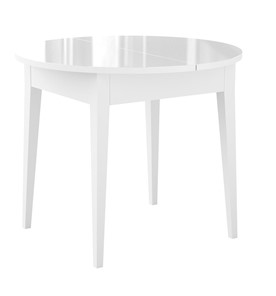 Кухонный раскладной стол Dikline MR100 Белый/стекло белое глянец/ножки MM белые в Черкесске